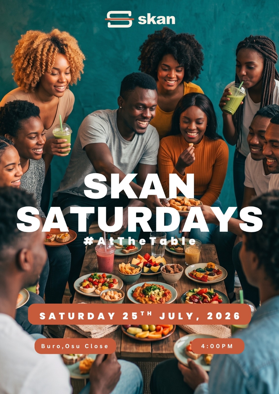 Guests gathered around the table at Skan Saturdays